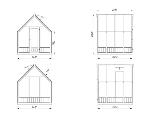 Plan technique d'une serre avec dimensions
