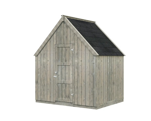 Abri de jardin en bois avec toit à deux pentes et porte