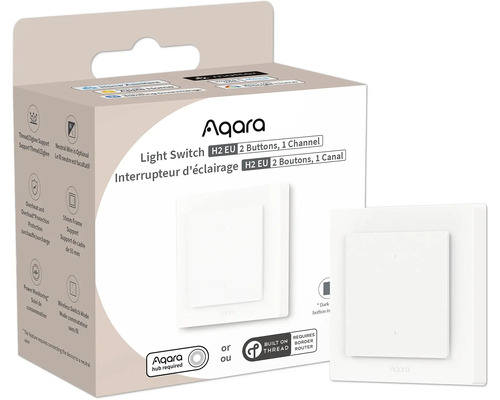 Aqara Light Switch Wandschalter H2 weiß Aqara Lichtschalter H2 EU mit zwei Tasten und einem Kanal in Verpackung