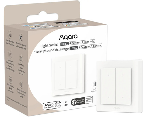 Aqara Light Switch Wandschalter H2 EU weiß Aqara Lichtschalter H2 EU mit vier Tasten und zwei Kanälen in Verpackung