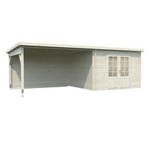 Holzgartenhaus mit Doppeltür und Carport