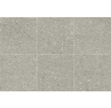 Sechs graue Bodenfliesen mit Steinstruktur