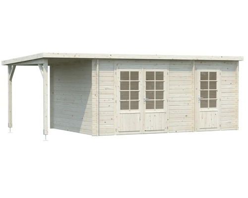 Maison de jardin en bois avec double porte et auvent