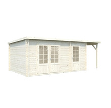 Abri de jardin en bois avec double porte et auvent