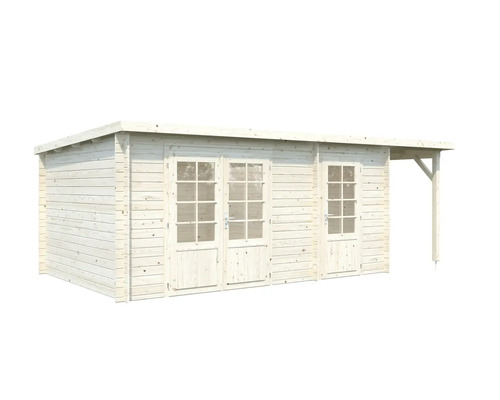 Abri de jardin en bois avec double porte et auvent