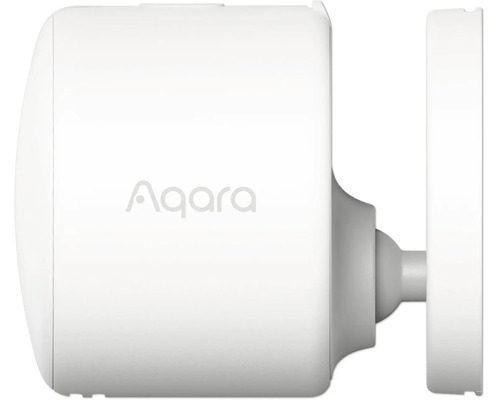 Aqara Bewegungsmelder mit verstellbarer Wandhalterung und Aqara Logo.