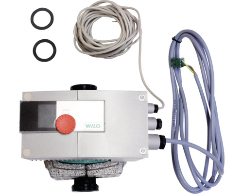 Wilo Logo, Stellmotor mit Kabeln und Dichtungsringen