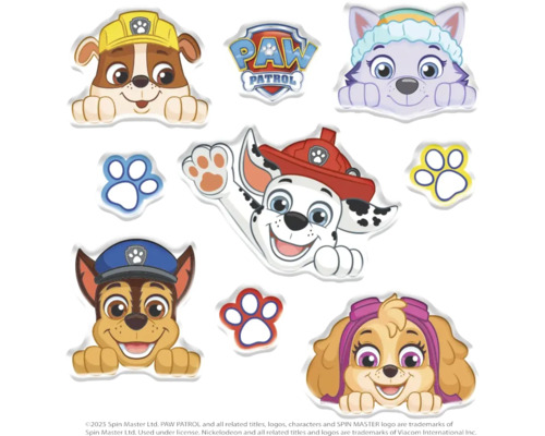 Aufkleber mit Charakteren aus der Fernsehserie Paw Patrol und Pfotenabdrücken