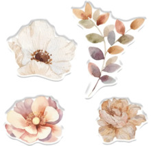 Illustration de quatre fleurs et d'une branche feuillue