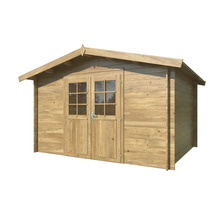 Holzgartenhaus mit Doppeltür und Fenstern