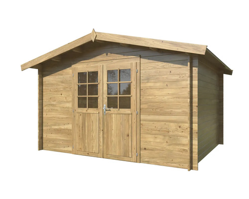 Holzgartenhaus mit Doppeltür und Fenstern
