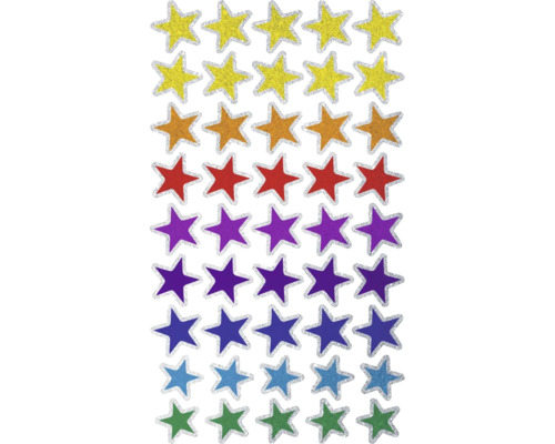 Autocollants étoiles multicolores avec bordure argentée