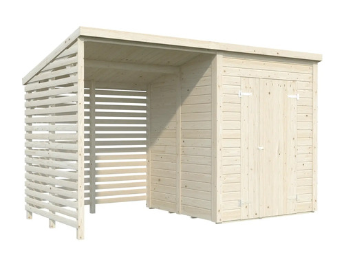 Abri de jardin avec espace de stockage pour bois