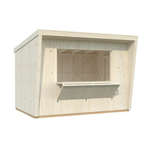 Stand de vente en bois avec comptoir rabattu