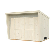 Abri de jardin en bois avec trappe de fenêtre et porte