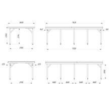 Dessin technique d'une table avec indications de dimensions
