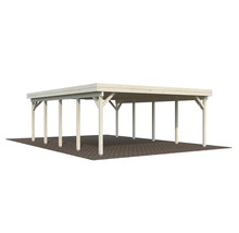 Carport en bois avec toit plat et poteaux de soutien