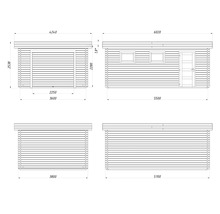 Schéma technique d'une maison de jardin avec dimensions