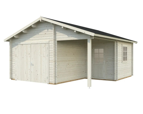 Abri de jardin en bois avec double porte et auvent