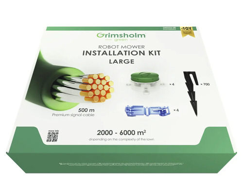 Kit d'installation grand Grimsholm Green pour robot tondeuse avec câble périphérique, piquets et bornes de connexion