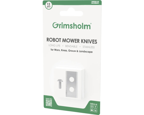 Lames de robot tondeuse Grimsholm, 12 pièces, compatibles avec Worx, Kress, Grouw et Landxcape