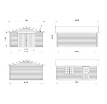 Dessin technique d'un garage en bois avec dimensions