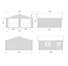 Dessin technique d'un garage double avec dimensions