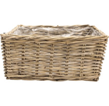 Rechteckiger Pflanzkorb aus Rattan mit Folie