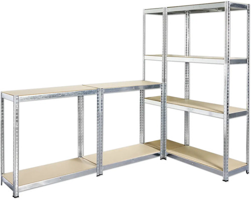 Regalsystem mit Metallrahmen und Holzregalböden