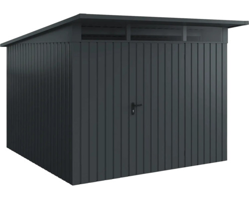 Abri de jardin en métal avec double porte et lanterneau