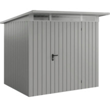 Grauen Geräteschuppen aus Metall mit Tür