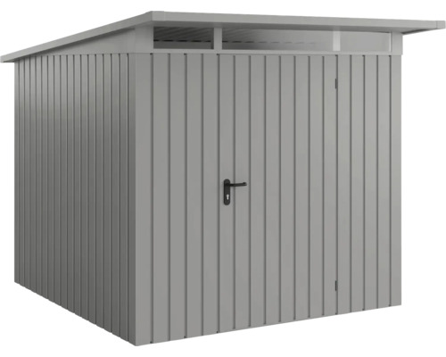 Abri de jardin métallique avec porte et lanterneau