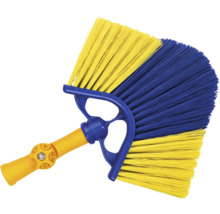 Balai d'angle avec poils jaunes et bleus