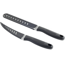 Deux couteaux à fileter noirs avec fentes