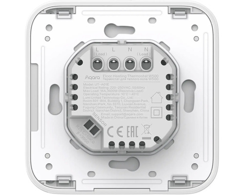 Thermostat de chauffage au sol Aqara W500, vue arrière