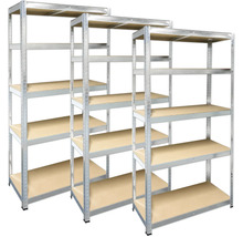 Drei Regale aus Metall mit Regalböden zur Aufbewahrung