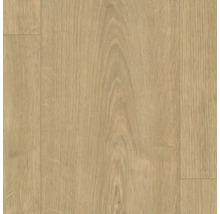 Gros plan d'un sol stratifié avec aspect bois.