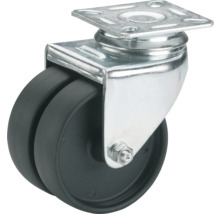 Roue pivotante avec deux roues et plaque de fixation