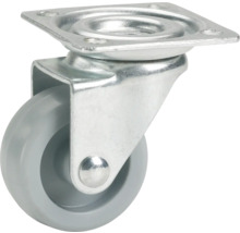 Roue pivotante avec platine en métal et plastique