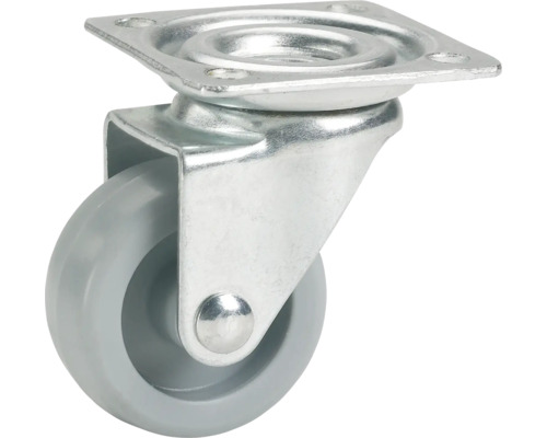 Roue pivotante avec platine en métal et plastique