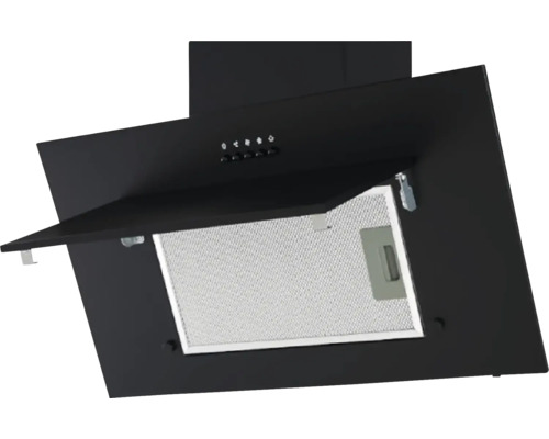 Schwarze Dunstabzugshaube mit Metallfettfilter