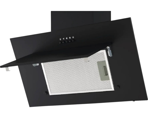 Schwarze Dunstabzugshaube mit Metallfilter