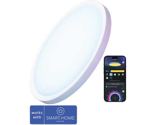 Govee Smarte LED Deckenleuchte 24W 2400 lm 2700 K + RGBW / RGBIC Farbwechsel Ø 30,5 cm weiß - Kompatibel mit SMART HOME by hornbach Smarte LED-Deckenleuchte mit Smartphone-App Steuerung