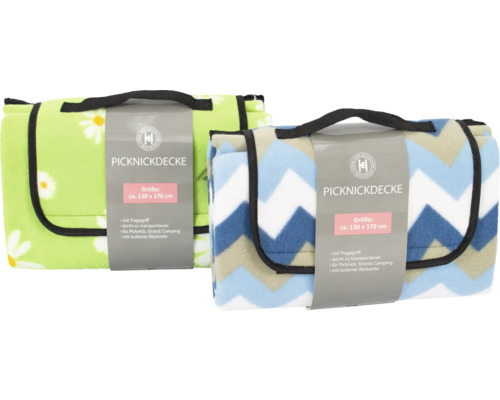 Deux couvertures de pique-nique, environ 130 x 170 cm, avec poignée de transport et dos isolé