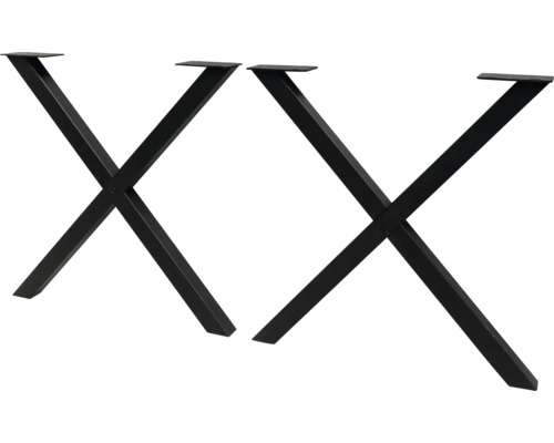 Zwei Tischbeine aus Metall in X-Form