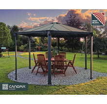 Pavillon avec table et chaises dans le jardin