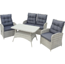 Ensemble de meubles de jardin avec table, canapé deux places et deux fauteuils en rotin