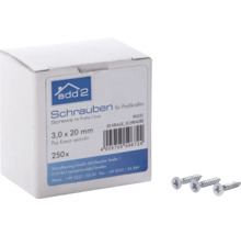 Paquet de vis pour griffes de profilé 3,0 x 20 millimètres, 250 pièces