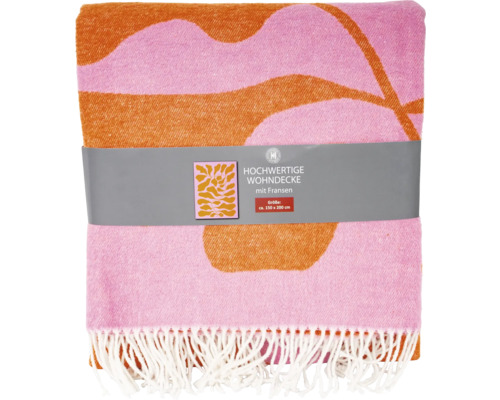 Plaid avec franges et motifs, environ 150 x 200 cm