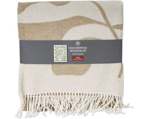 Plaid à franges, environ 150 x 200 cm